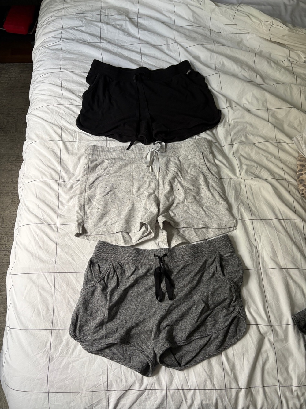 Set of 3 Amazon Women’s Cozy Lounge Shorts - Black, Light Gray & Dark Gray